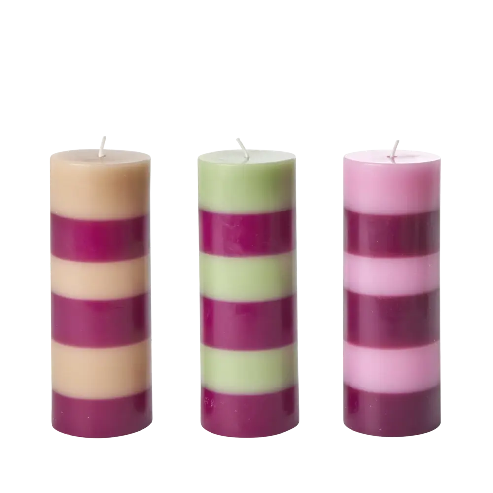 Rice Kaars Gestreept Assorti Large