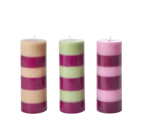 Rice Kaars Gestreept Assorti Large