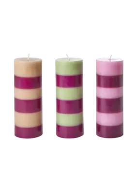 Rice Kaars Gestreept Assorti Large Rice Kaars Gestreept Assorti Large