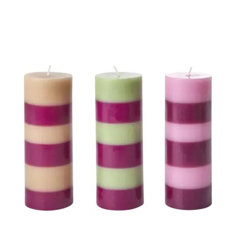 Rice Kaars Gestreept Assorti Large