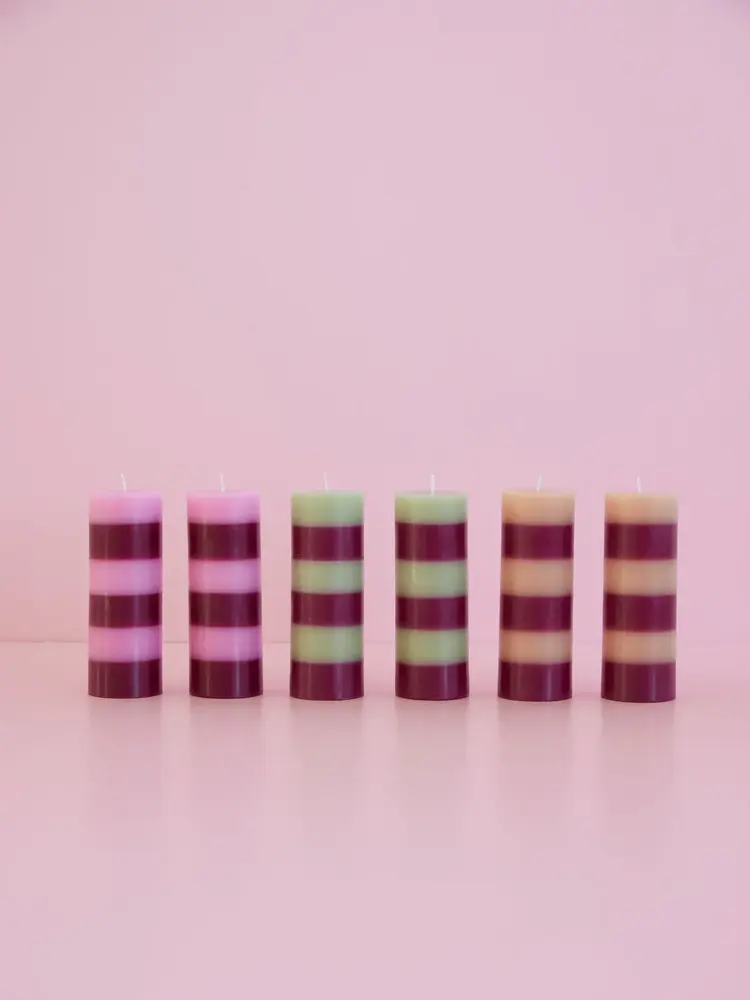 Rice Kaars Gestreept Assorti Large