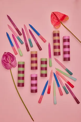 Rice Kaars Gestreept Assorti Large