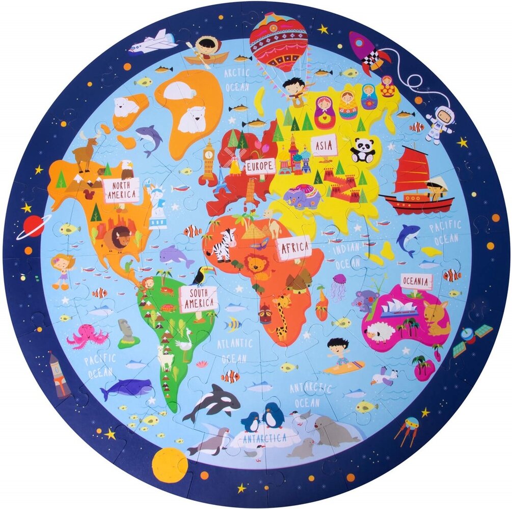 Vloerpuzzel Wereldkaart 48 stuks Vloerpuzzel Wereldkaart 48 stuks