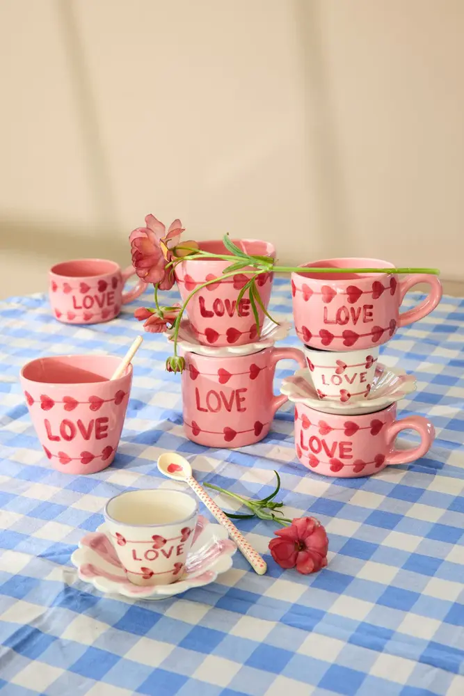 Rice Keramiek Beker Roze LOVE