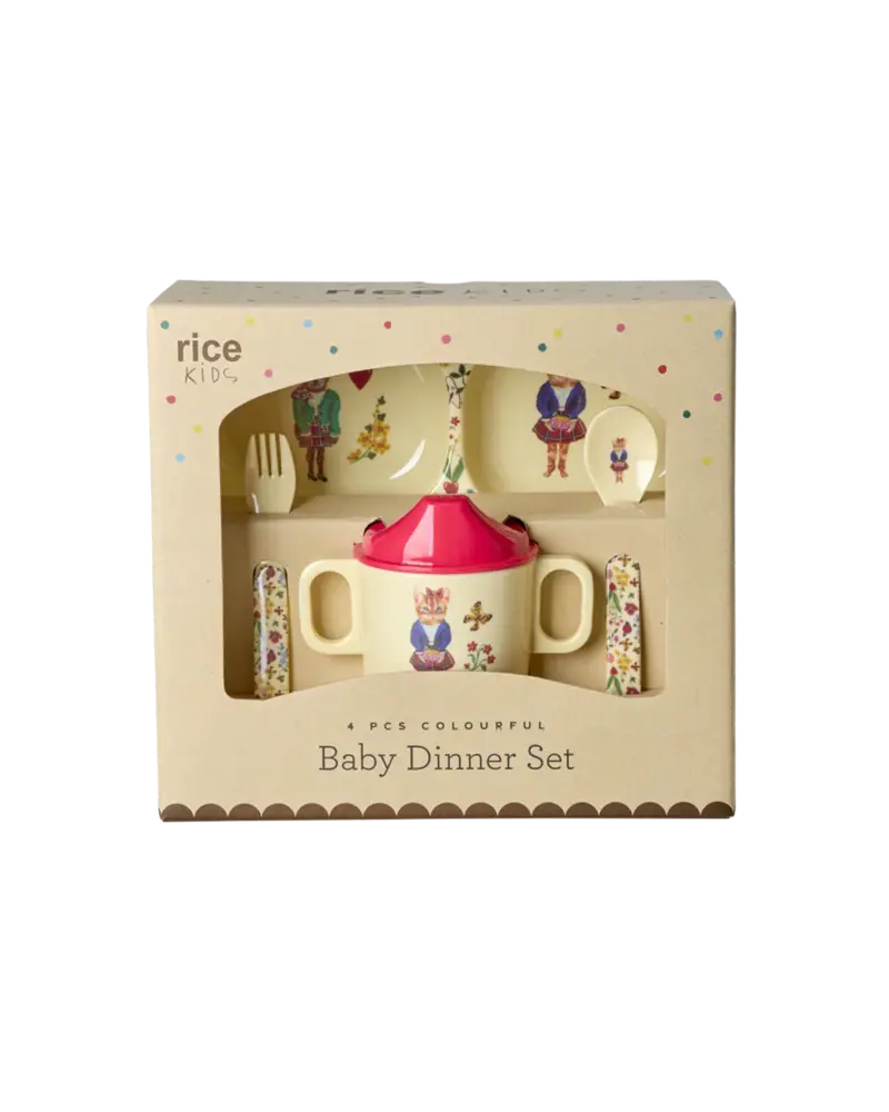 Rice Melamine Baby Dinner Set in Gift Box Nathalie Lété Cream