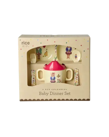 Rice Melamine Baby Dinner Set in Gift Box Nathalie Lété Cream