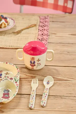 Rice Melamine Baby Dinner Set in Gift Box Nathalie Lété Cream