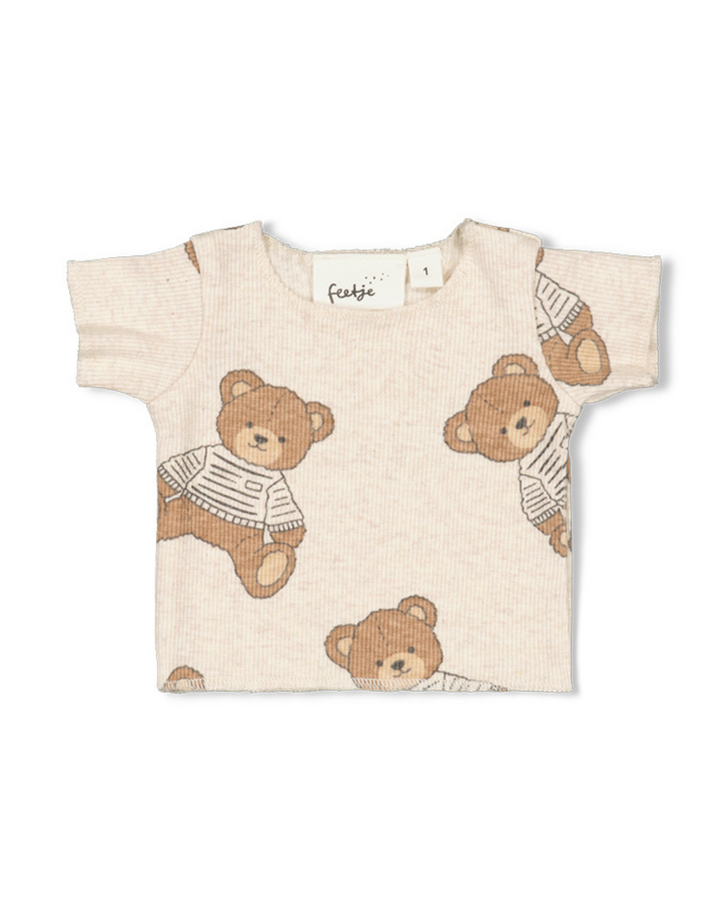 Feetje Pyjama's Knuffelshirt Teddy Bear Offwhite Melange