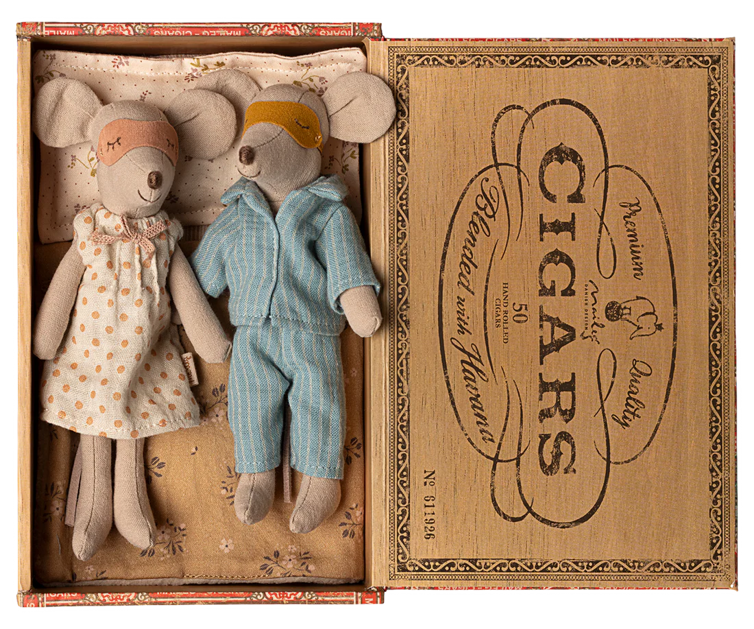 Mum &amp; Dad Mice in Cigarbox afbeelding