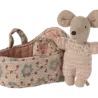 Maileg Baby Mouse in Carry Cot Rose