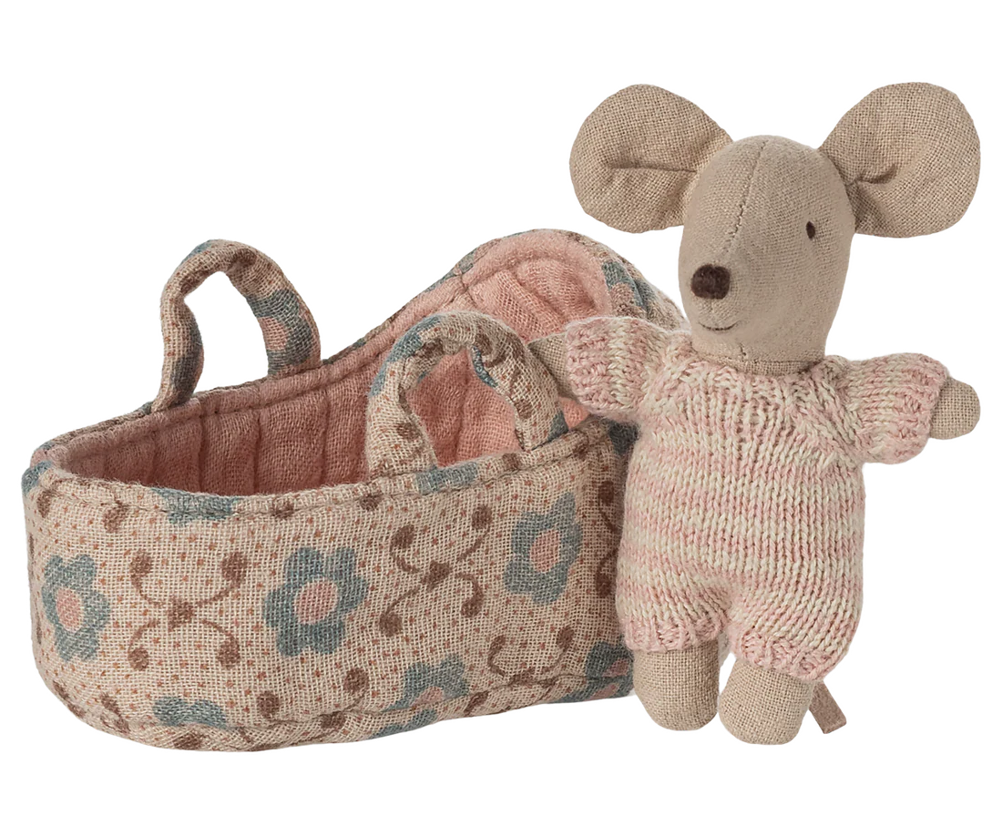 Baby Mouse in Carry Cot Rose afbeelding