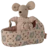 Maileg Baby Mouse in Carry Cot Rose