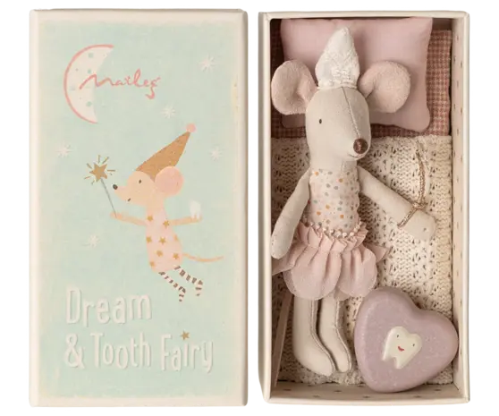Maileg Muizen Tooth Fairy Little Sister in Matchbox Maileg Muizen Tooth Fairy Little Sister in Matchbox