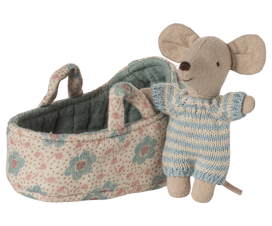Baby Mouse in Carry Cot Blue afbeelding