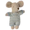 Maileg Baby Mouse in Carry Cot Blue