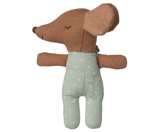 Maileg Sleepy Wakey Baby Mouse in Matchbox Blue