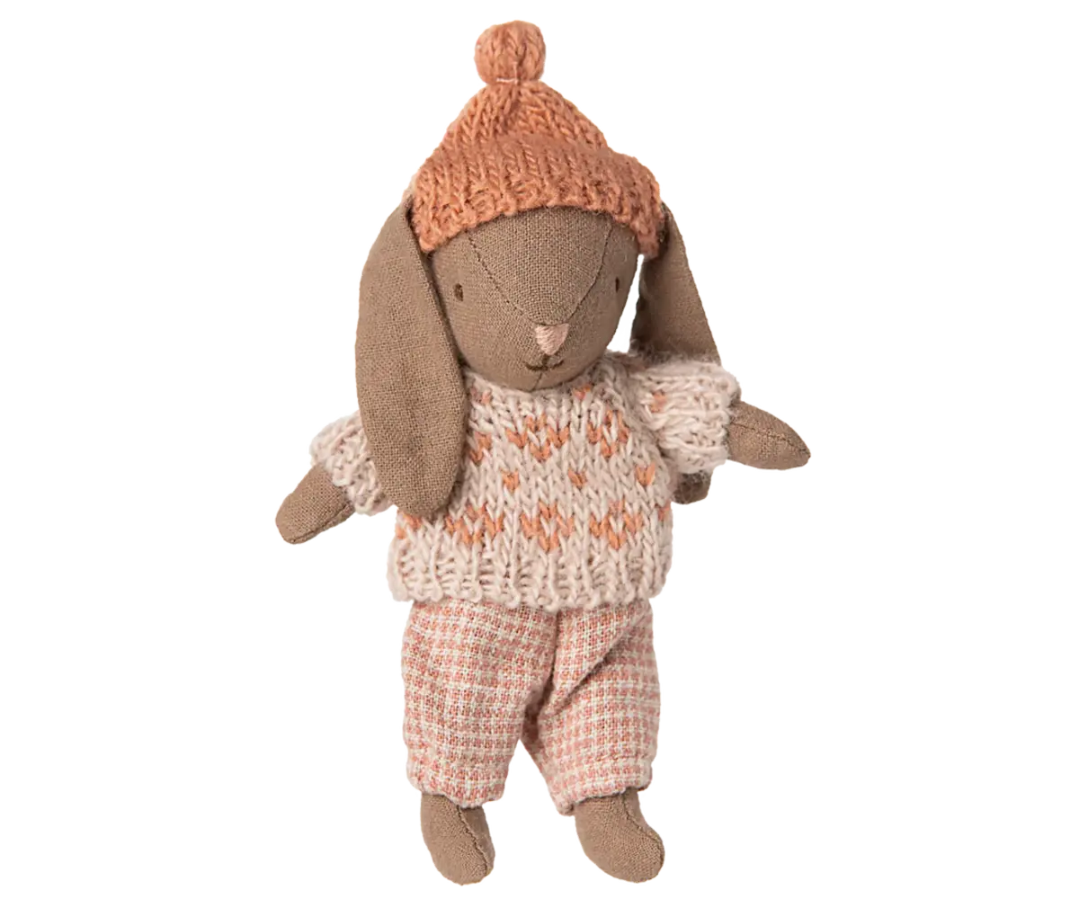 Maileg Micro Winter Bunny Brown Rose
