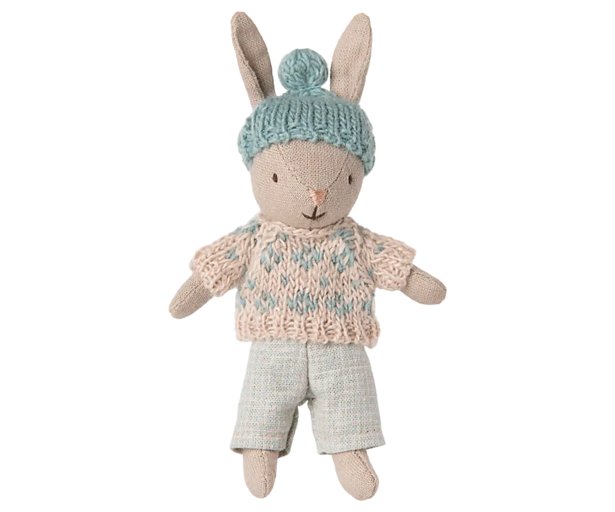 Maileg Micro Winter Bunny Sand Mint