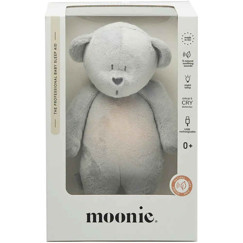 Moonie Knuffelbeer met Geluid en Nachtlamp Silver 2.0 Moonie Knuffelbeer met Geluid en Nachtlamp Silver 2.0