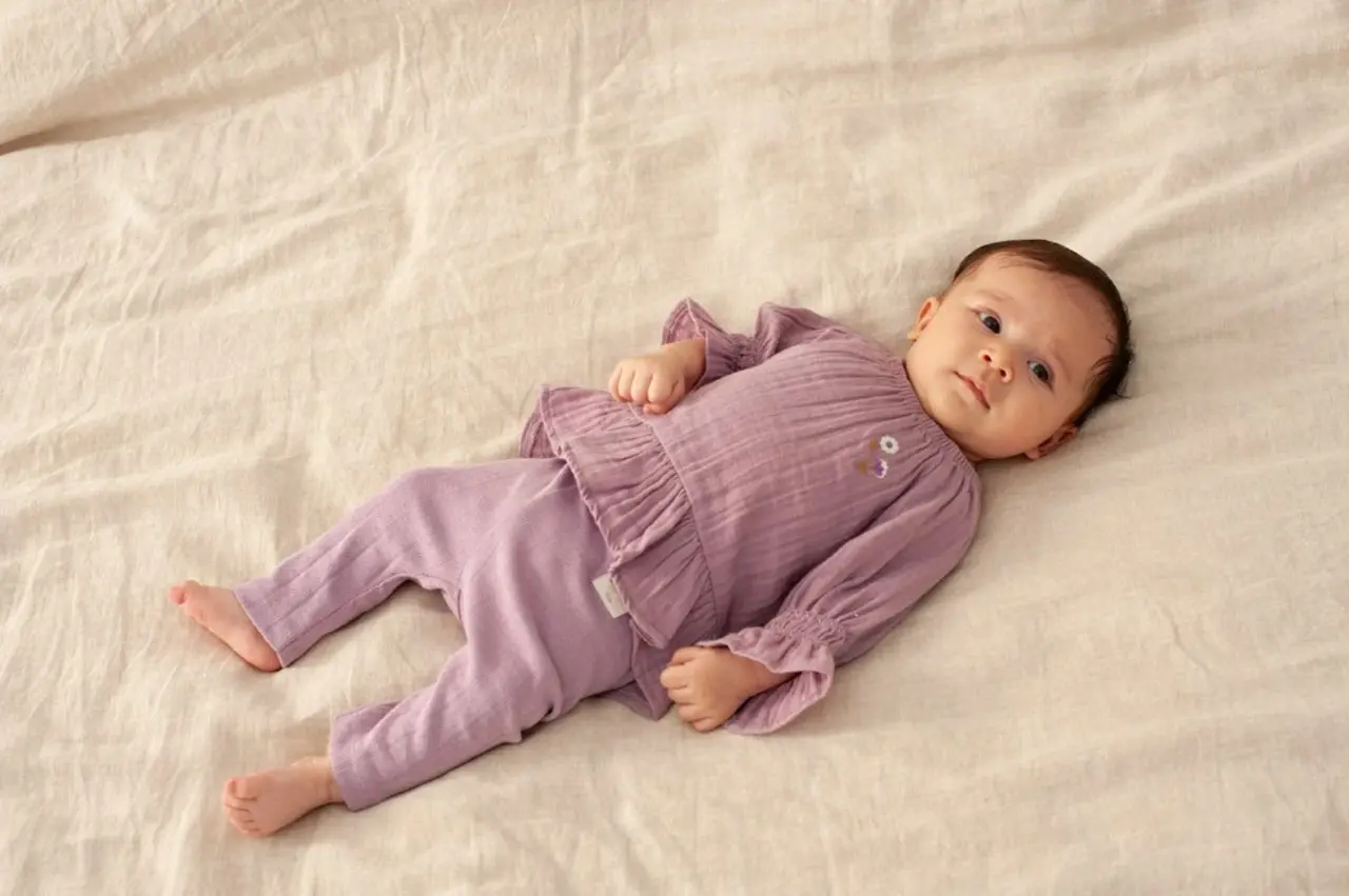 Feetje Babykleding Longsleeve Ruches Mousseline Flower Ranch Violet