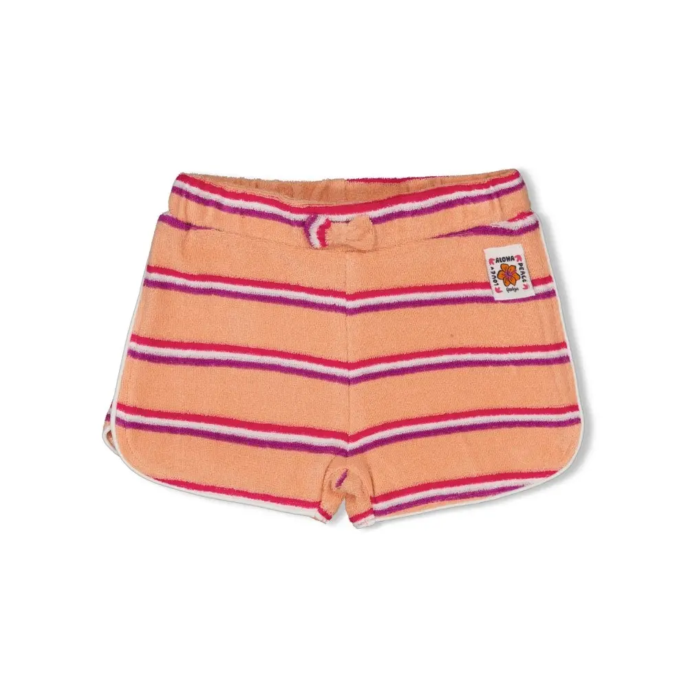 Feetje Babykleding Short Streep Badstof Love Peace Aloha Perzik