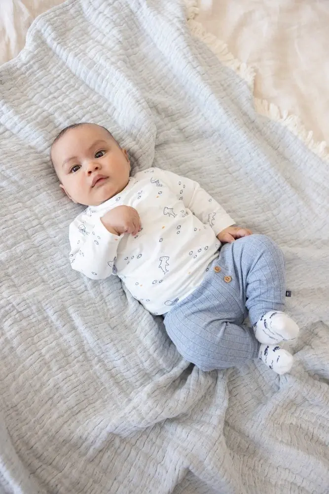 Feetje Babykleding Broek Rib Blue Ocean Blauw Melange