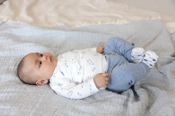 Feetje Babykleding Broek Rib Blue Ocean Blauw Melange