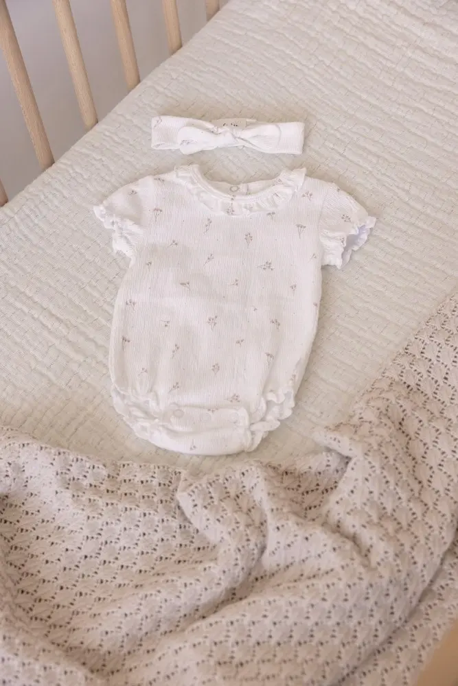 Feetje Babykleding Romper Crinkle Delicate Flower Offwhite