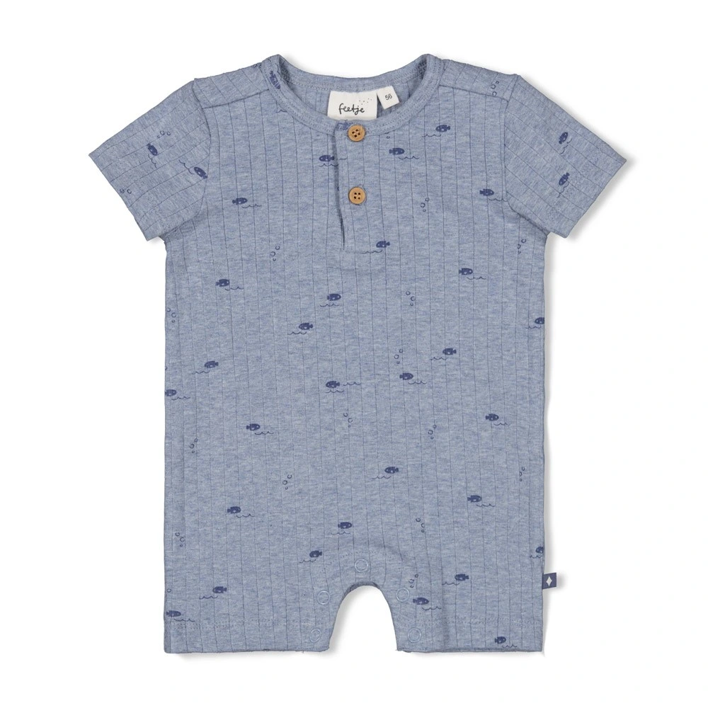 Kort Pakje Rib Blue Ocean Blauw Melange afbeelding
