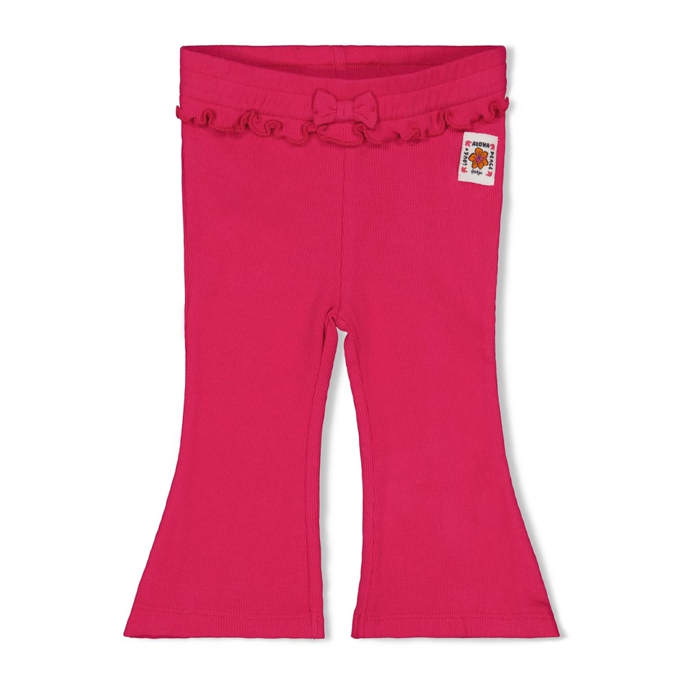 Flare Broek Rib Love Peace Aloha Fuchsia afbeelding