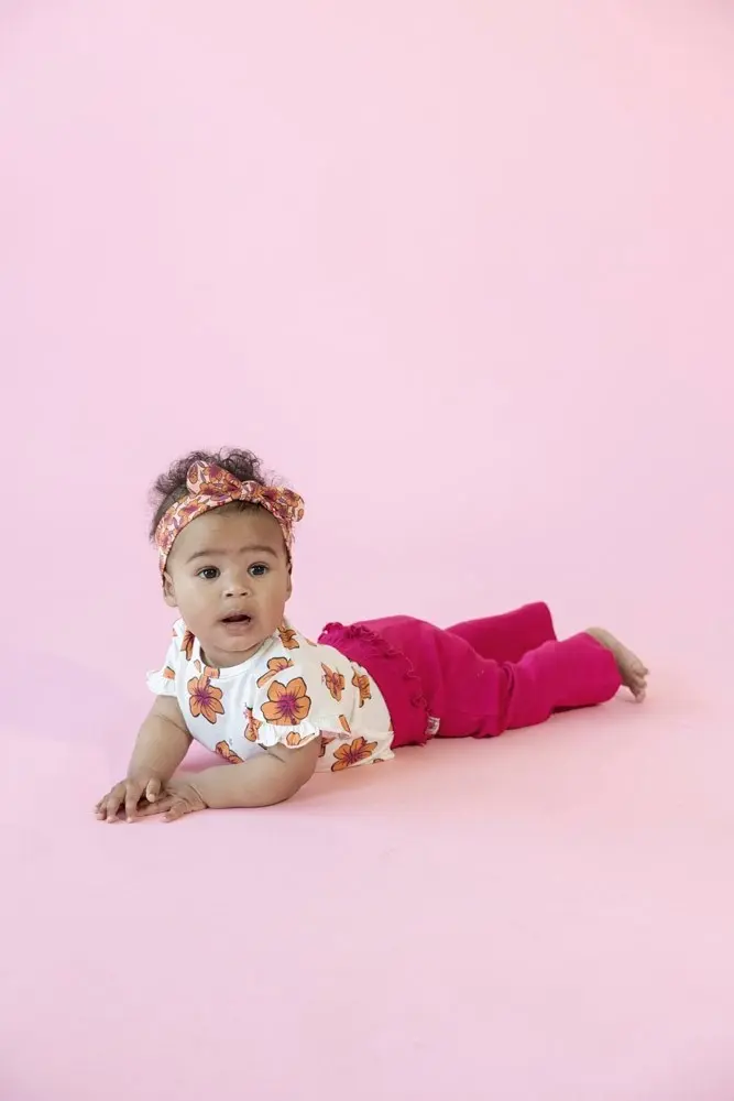 Feetje Babykleding Flare Broek Rib Love Peace Aloha Fuchsia