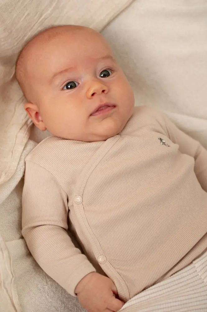Feetje Babykleding Overslagshirt Rib Honey Bear Zand