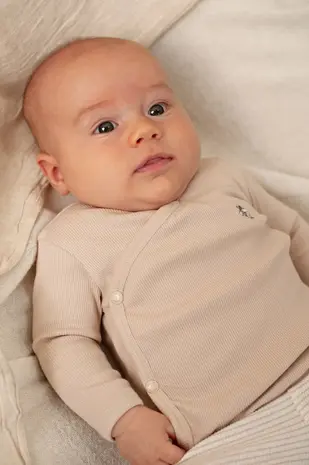 Feetje Babykleding Overslagshirt Rib Honey Bear Zand