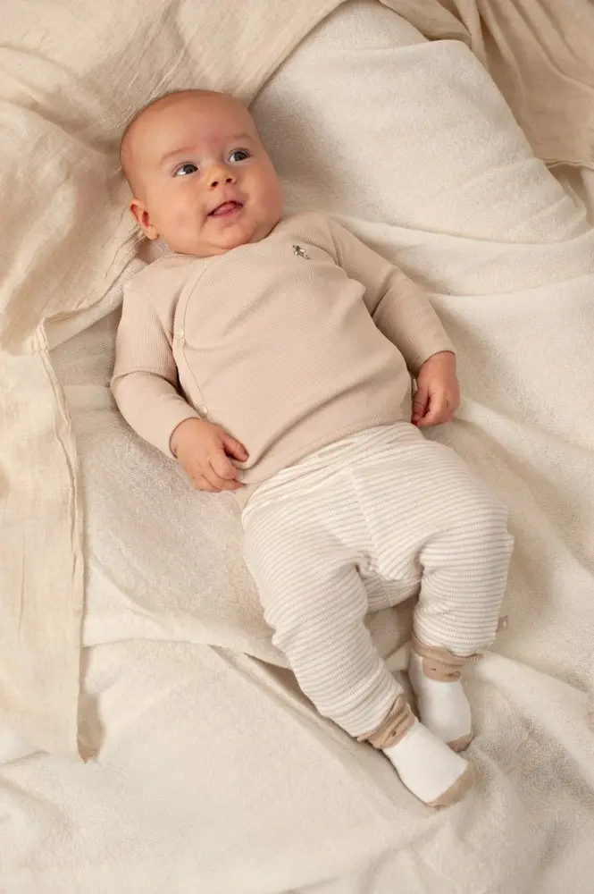 Feetje Babykleding Overslagshirt Rib Honey Bear Zand