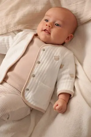 Feetje Babykleding Overslagshirt Rib Honey Bear Zand