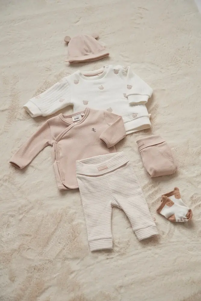 Feetje Babykleding Overslagshirt Rib Honey Bear Zand
