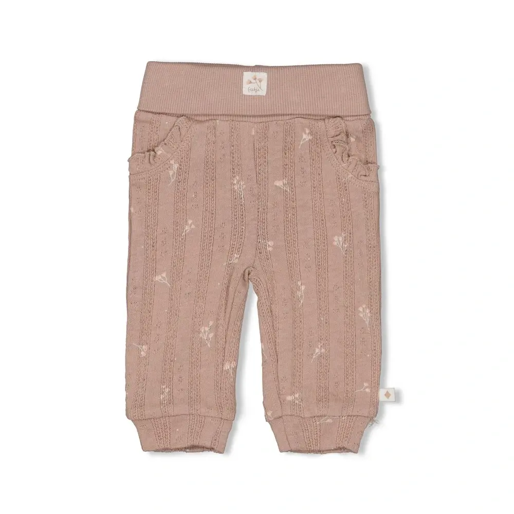 Feetje Babykleding Broek Pointelle Rib Delicate Flower Taupe