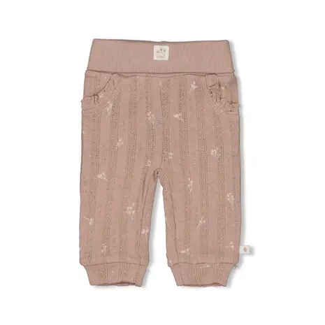 Feetje Babykleding Broek Pointelle Rib Delicate Flower Taupe