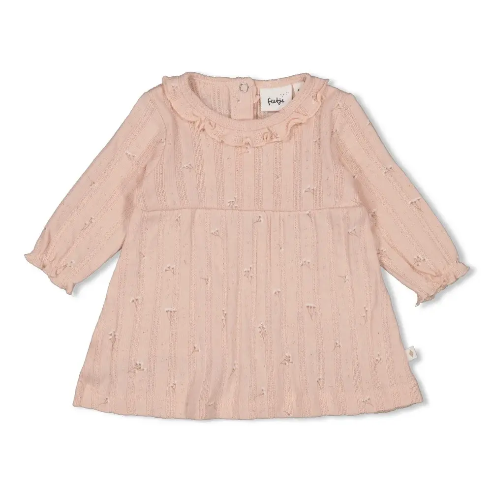Feetje Babykleding Jurk Pointelle Rib Delicate Flower Lichtroze