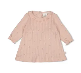 Feetje Babykleding Jurk Pointelle Rib Delicate Flower Lichtroze