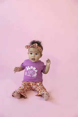 Feetje Babykleding Shirt Love Peace Aloha Paars