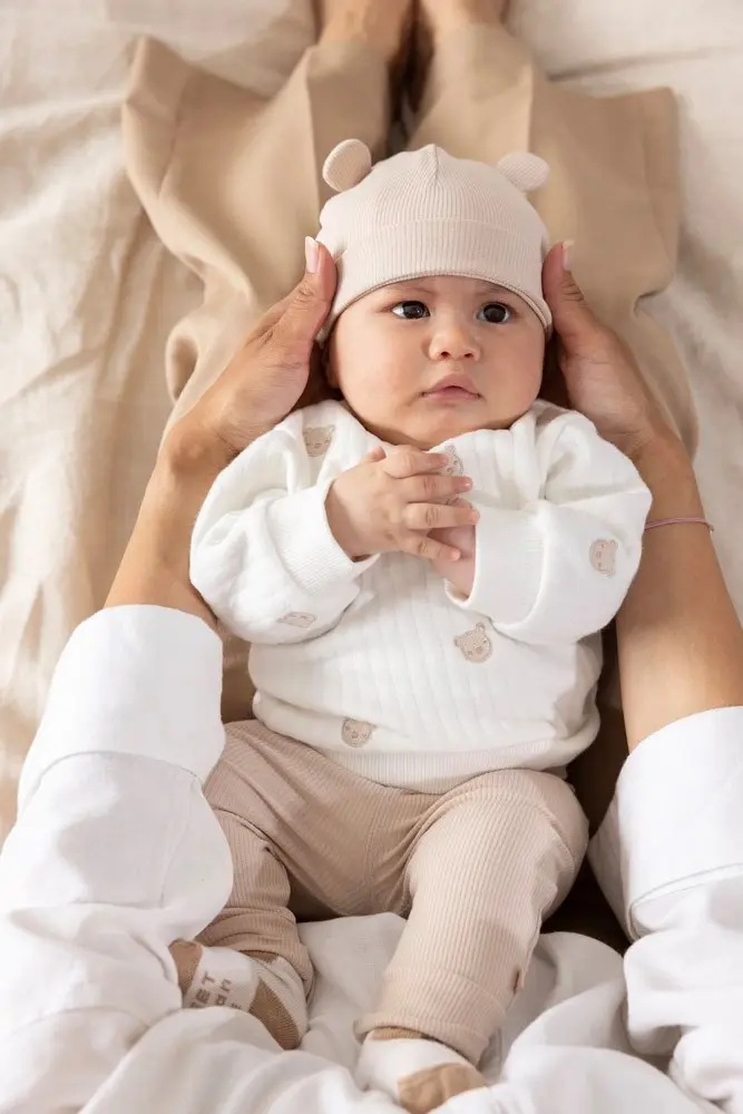 Feetje Babykleding Broek Rib Honey Bear Zand