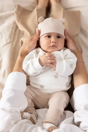 Feetje Babykleding Broek Rib Honey Bear Zand