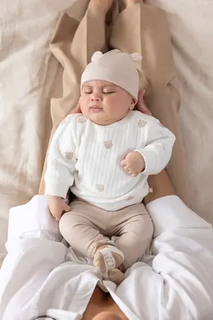 Feetje Babykleding Broek Rib Honey Bear Zand