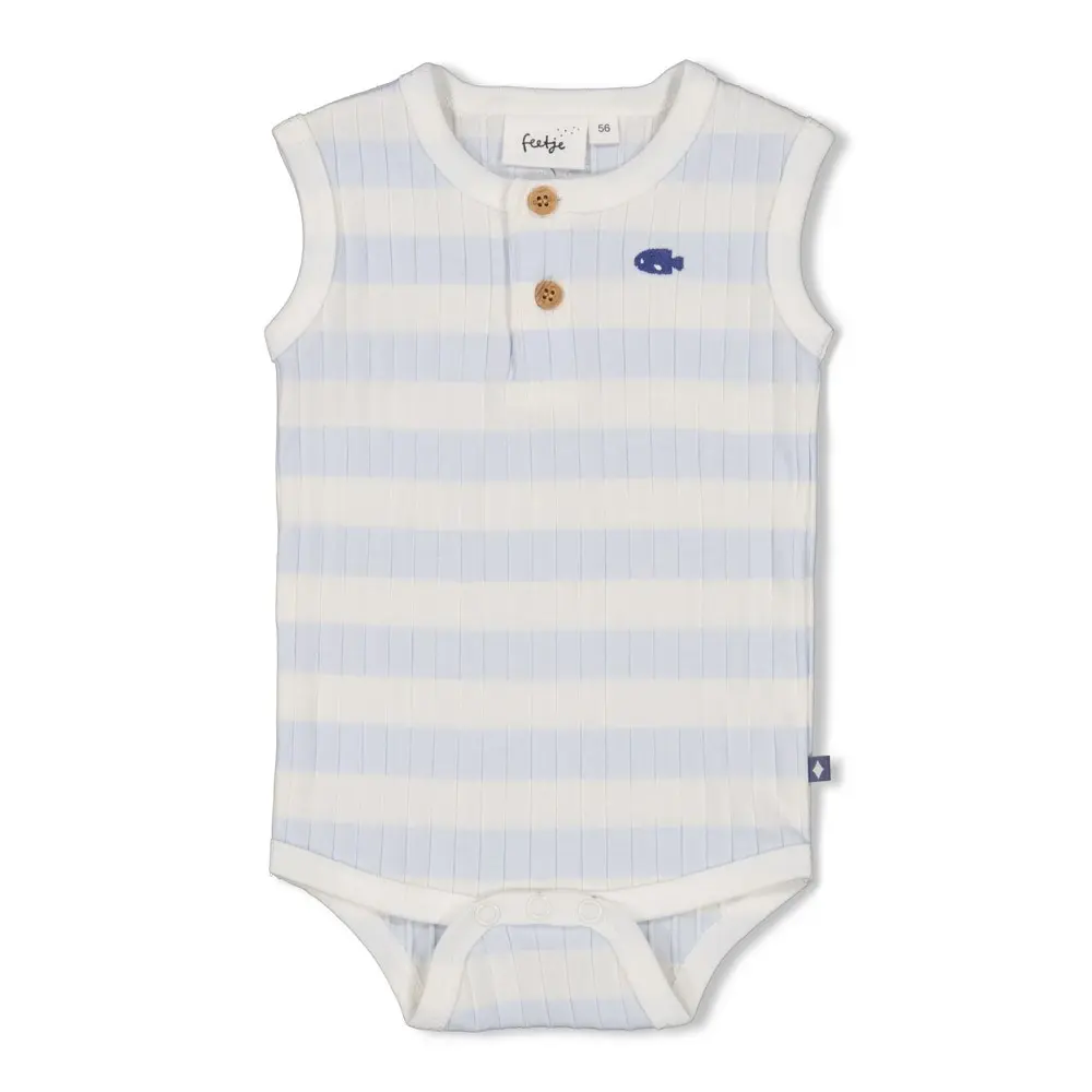 Feetje Babykleding Romper Rib Streep Blue Ocean Blauw