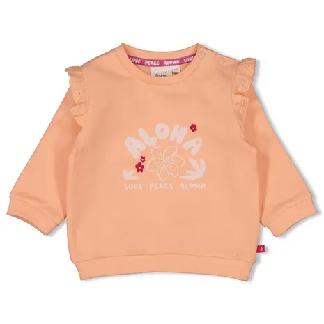 Feetje Babykleding Sweater Relaxed Fit Love Peace Aloha Perzik