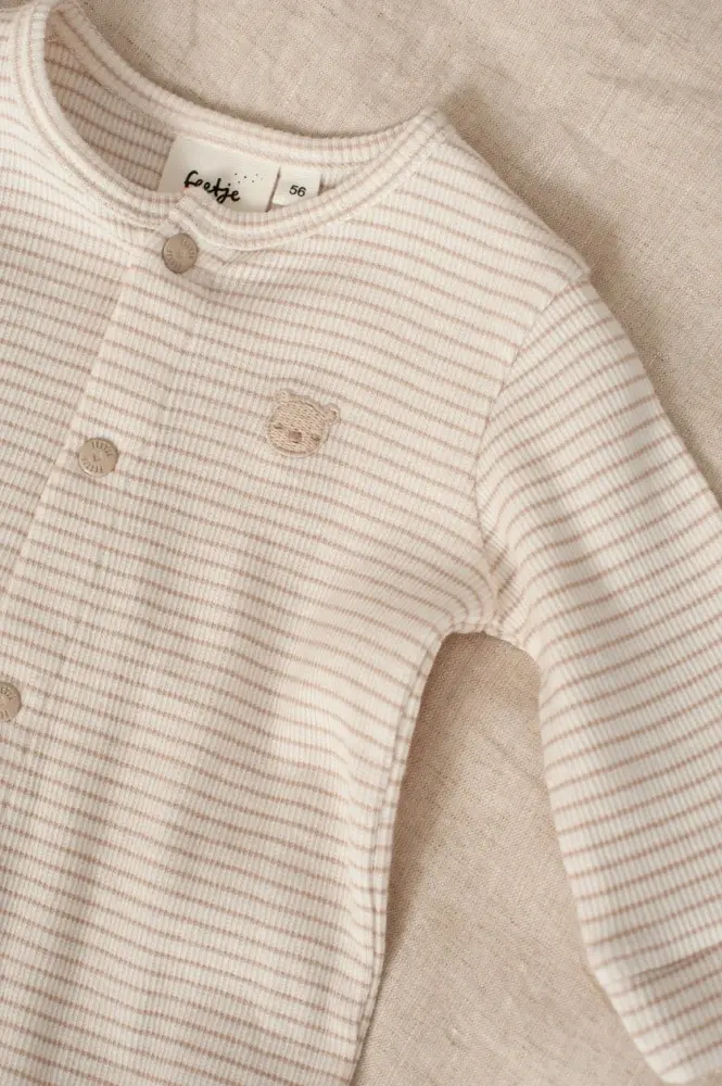 Feetje Babykleding Pakje Omslagvoet Rib Streep Honey Bear Zand