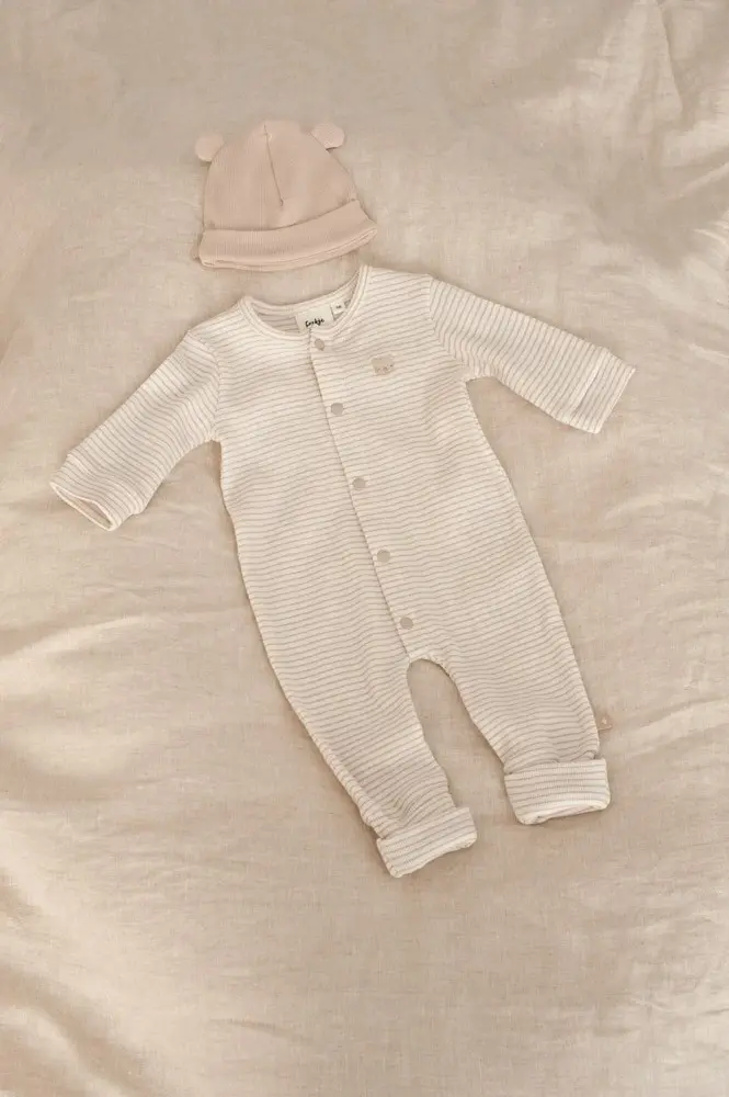 Feetje Babykleding Pakje Omslagvoet Rib Streep Honey Bear Zand