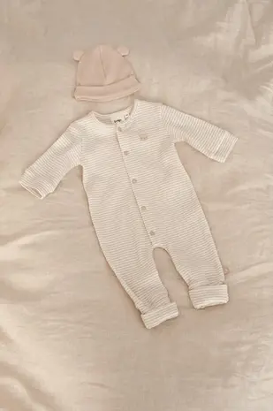 Feetje Babykleding Pakje Omslagvoet Rib Streep Honey Bear Zand