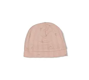 Feetje Babykleding Mutsje Pointelle Rib Delicate Flower Roze